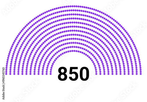 Hemicycle 850 seats - 12 rows