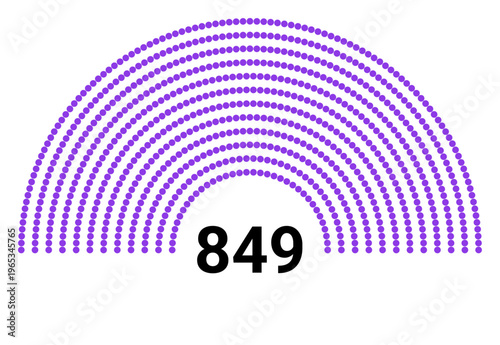 Hemicycle 849 seats - 12 rows