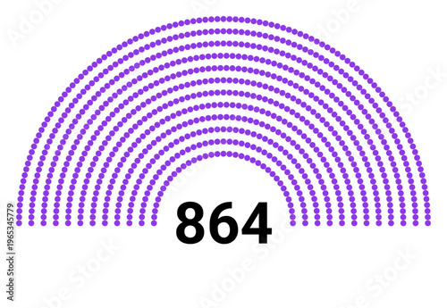 Hemicycle 864 seats - 12 rows