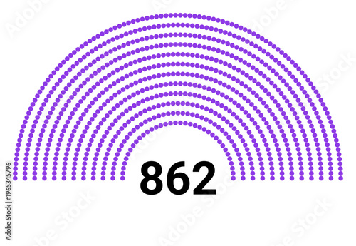 Hemicycle 862 seats - 12 rows