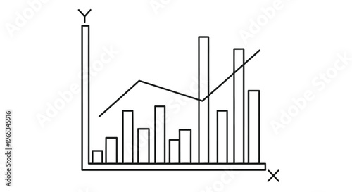 Line and bar graph illustration depicting data trends and statistical analysis