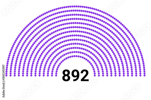 Hemicycle 892 seats - 13 rows