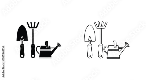 Gardening tools icons set Vector