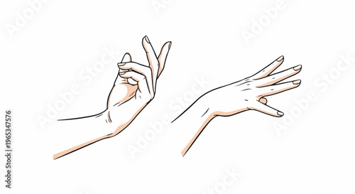 Two stylized hands, one with fingers together, the other splayed open