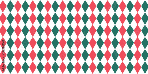 Natal rhombus pola mulus. Warna merah dan hijau, campuran kain dengan garis emas. Argyle pola berlian geometris. Pembungkus abstrak Natal bg. Ilustrasi vektor diisolasi pada latar belakang putih.