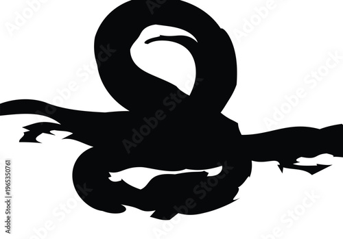 Abstract black ink splash and swirl isolated on white background with brush stroke with ink painting with motion blur