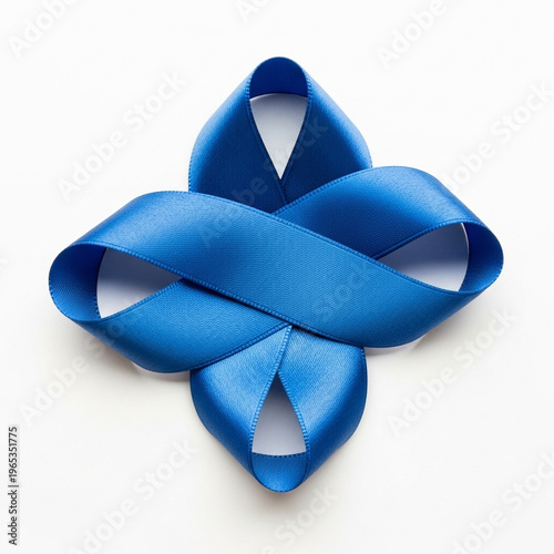 Blue Satin Awareness Ribbon Symbol for Prostate Cancer and Healthcare Campaigns Isolated on White