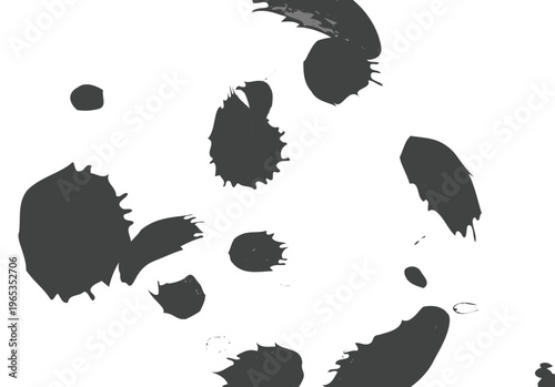 Scattered black ink splatters and blobs on a clean white background, abstract texture, ink splatter, ink blots, paint splash