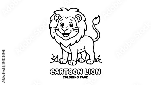 Cute Lion Coloring Page for Kids Cartoon Animal Outline Drawing