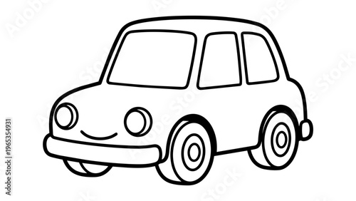 Simple Car Coloring Page for Kids Cartoon Vehicle Outline Drawing
