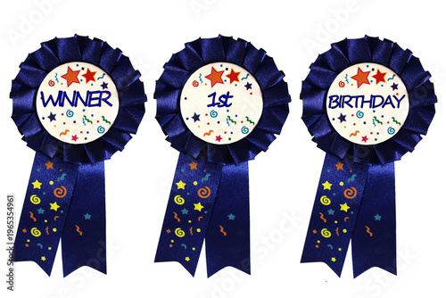 Three rosette with messages on a white background