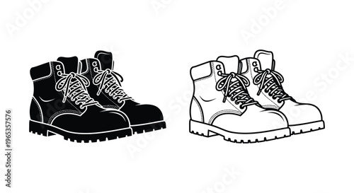 Black and white boots Vector