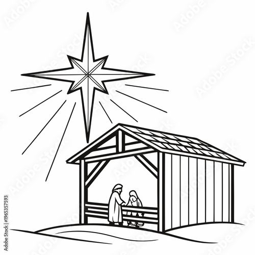 A manger scene with mary joseph and baby jesus