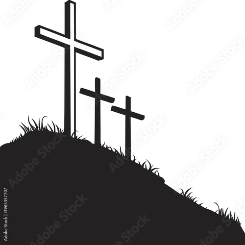 Three crosses on a hill