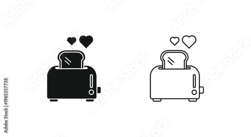 Love toaster icon, heartwarming breakfast symbol Vector