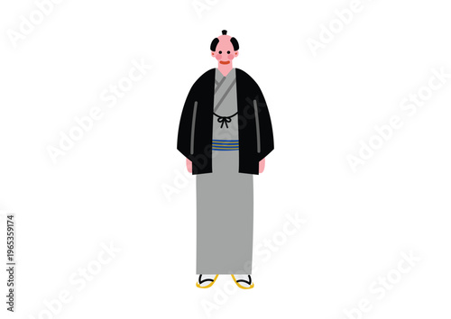 日本の伝統的な着物を吉良男性のイラスト