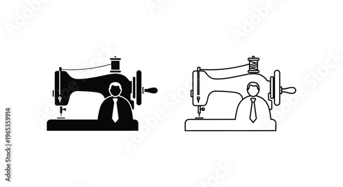 Sewing machine evolution illustration Vector