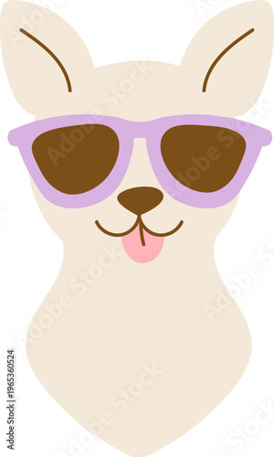 Dog Wearing Sunglasses Cartoon Head