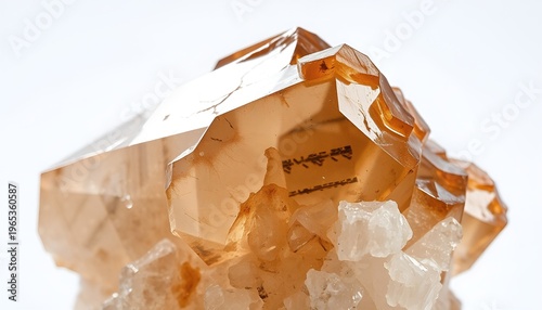 Macro shot of a golden calcite crystal cluster