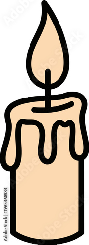 A burning candle with a flame.