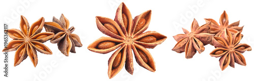 Konstfotografi Clusters of dried star anise spice pods, showcasing their distinctive star shape and textured surface