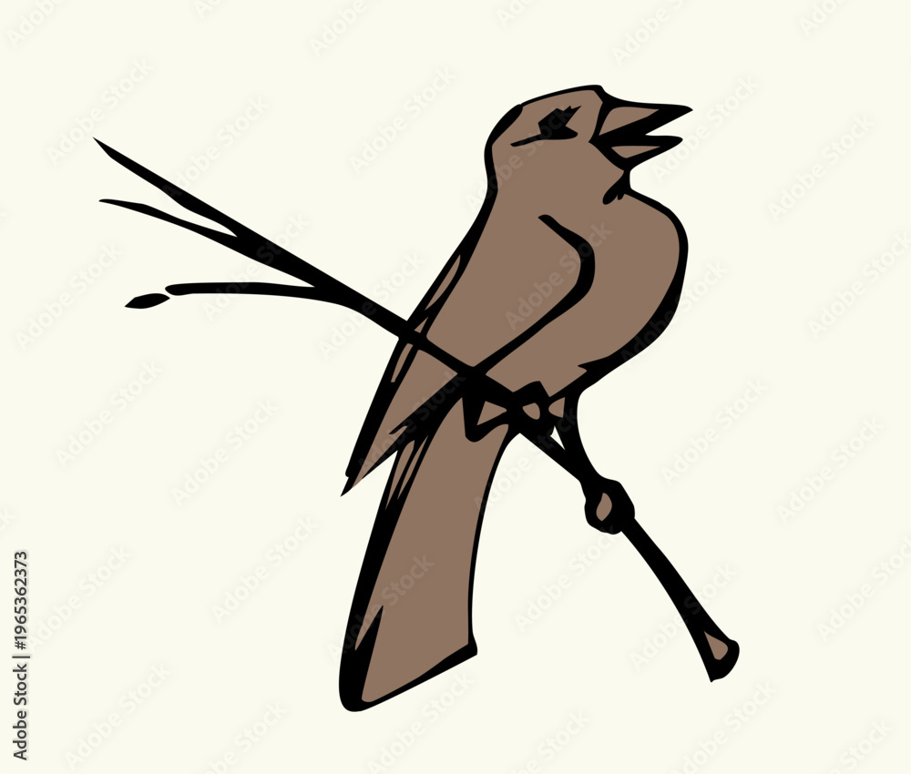 Obraz premium Vector drawing. Tit on white sky backdrop.