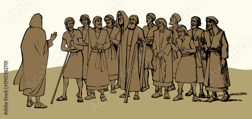 Vector illustration. Jesus chose 12 apostles.