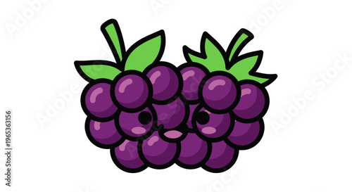 Cute cartoon blackberry with happy face, isolated on white background