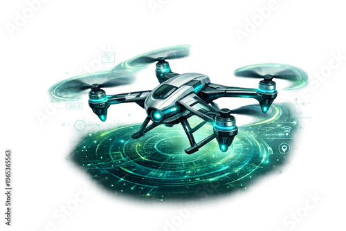 drone technology illustration, aerial perspective design, modern innovation concept, unmanned aerial vehicle art, futuristic drone design, quadcopter illustration, aerial surveillance technology, dron
