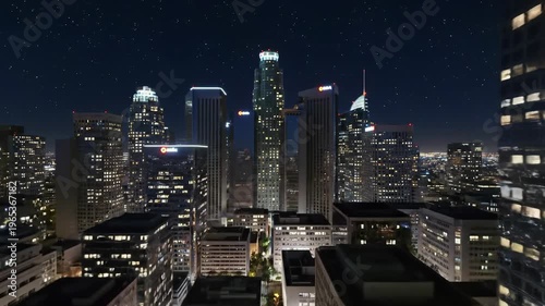 magnificent wide time-lapse of a futuristic metropolis skyline transitioning from blue hour to night, countless skyscrapers illuminating with twinkling lights, dynamic urban transformation atmosphere