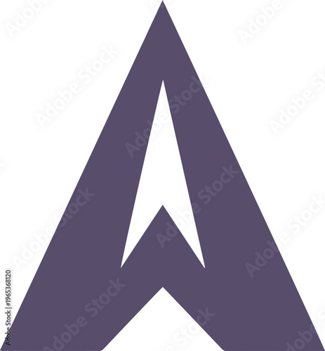 Abstract purple triangle logo, modern geometric arrow symbol, minimalist corporate brand identity vector, creative business emblem design