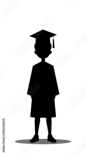graduation silhouette student vector young graduate cap success academic achievement day happy design toss college school celebration diploma education minimal black university ceremony milestone futu