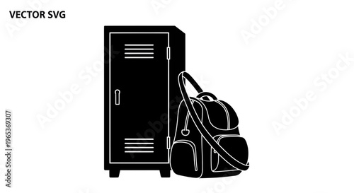 Locker and Gym Bag Silhouette - Sports and Fitness Equipment Icon