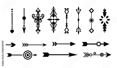 Black clock hands vector set including retro, modern, and steampunk styles, perfect for watch designs, vintage themes, and detailed illustration work.