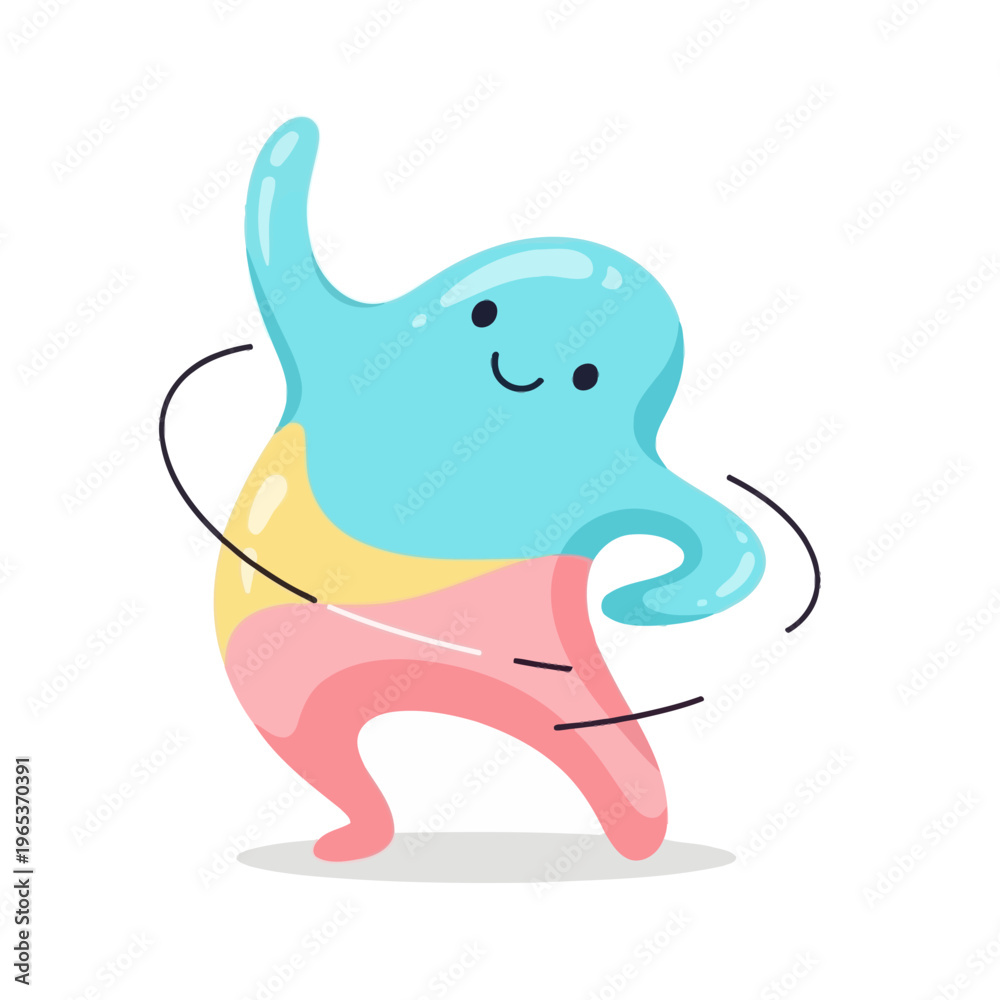 Obraz premium Cute Blob Character Dancing with Joyful Expression