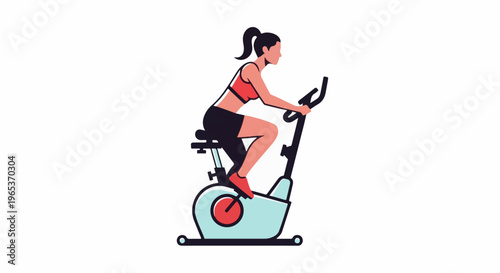 Woman exercising on a stationary bicycle, fitness and health