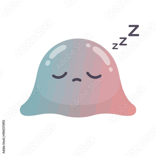 Cute Sleeping Blob Character with Zzz Symbols, Pastel Colors, Isolated