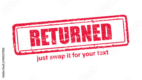 returned red rubber stamp vector with distressed ink texture and clean frame, built for packaging, shipping labels, office paperwork, certification workflows, and commercial branding use.