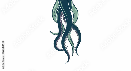 Wavy dark tentacles with pale suction cups cascade down