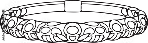 Bracelet Jewelry Hand-drawn Sketch Drawing Vector Illustration, Line Linear Symbol Black and White Engraving, Isolated