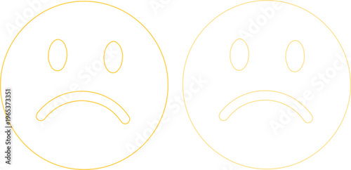 Minimalist Sad Face Emoji Vector Outline, Unhappy Emoticon Icon, Depressed Mood Symbol for User Interface Design and Feedback Systems