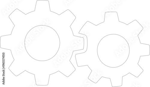 Interlocking gears vector illustration, two cogwheels working in tandem, mechanical system concept, industrial engineering graphic element, teamwork and collaboration symbol