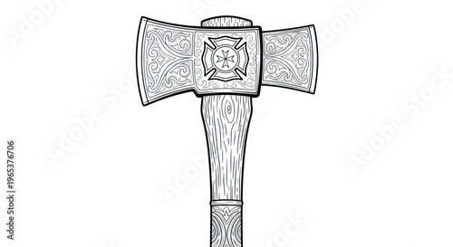 Decorative Firefighter Axe with Maltese Cross Emblem