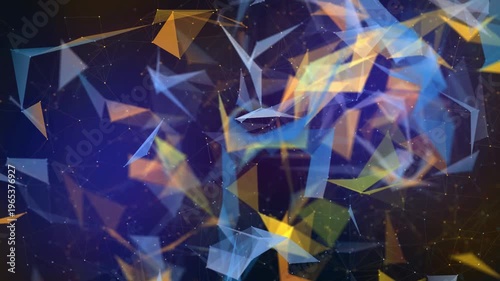 Abstract digital network of connected points and triangles on a dark background