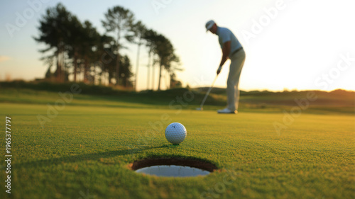 Golf Course Putting Green Landscape for Leisure, Sport, Travel and Club Marketing