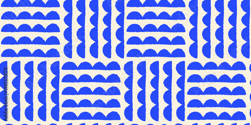 Vector seamless pattern in hand drawn doodle sketchy style with ocean waves, surf posters, banners for summer sea side vacation backgrounds and prints