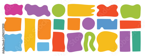 Hand drawn organic liquid rectangle frame shapes set, vector fluid square blobs, wavy irregular abstract flat text box spots, curvy random colorful design