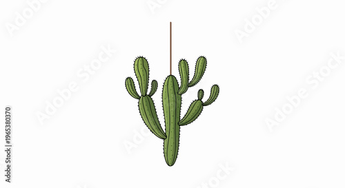A stylized green cactus with multiple arms, set against a white background