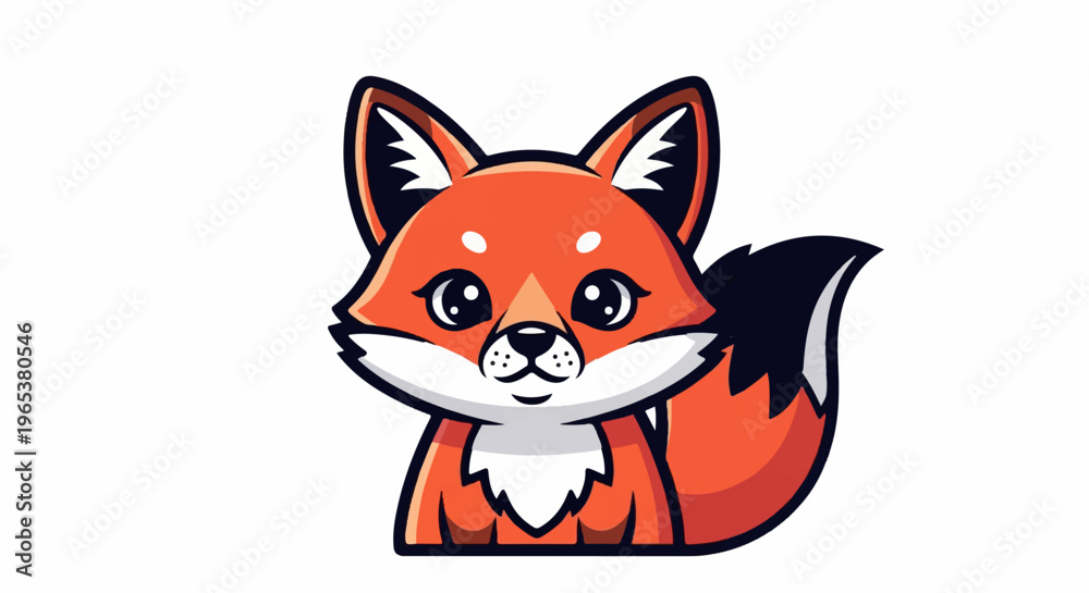 Obraz premium Adorable cartoon fox with large eyes and bushy tail