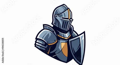 Stylized medieval knight in full armor with a shield